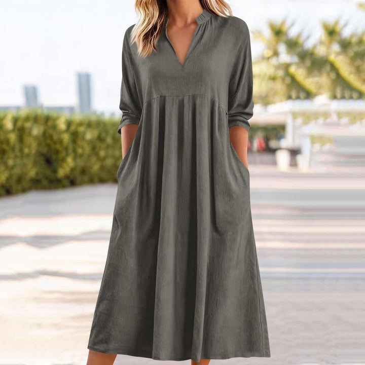 Amber | Elegant Midi Dress with Pockets