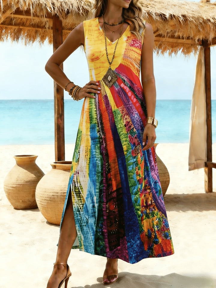 Britt | Sleeveless Boho Print Dress