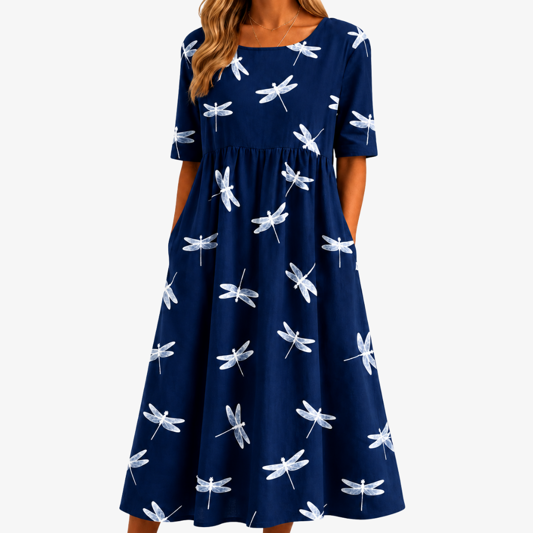 midi floral florida dress Dragonfly Breeze Pocket – Poppy & Mae Blush Coast Satin Lace off the shoulder summer dress Variant:LARGE Full Circular Skirt