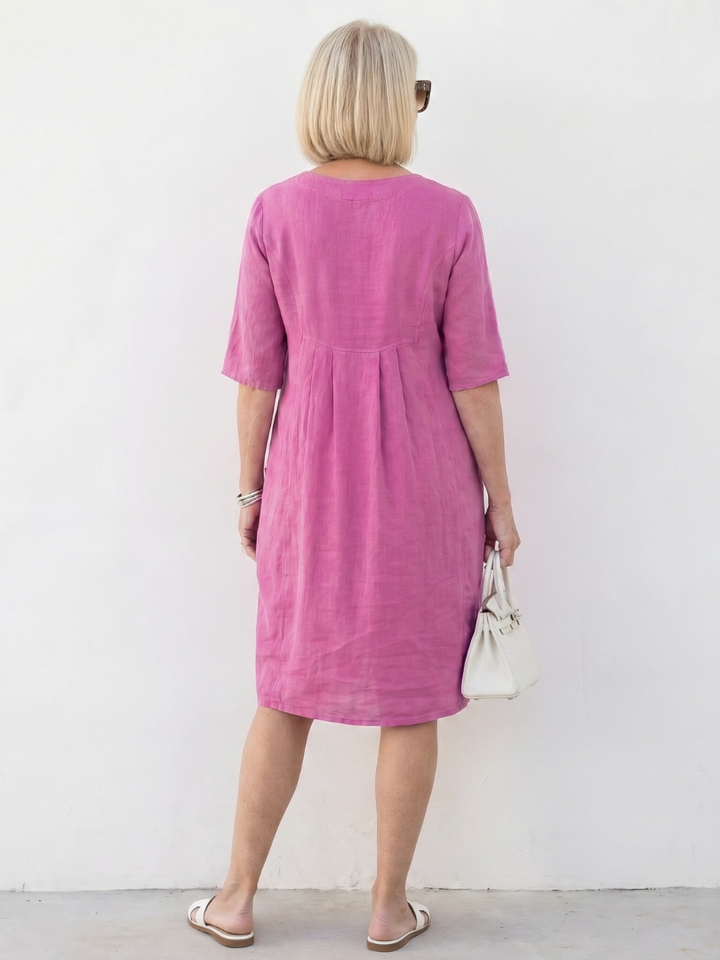 Eska | Gathered Front Half Sleeve Knee Length Dress