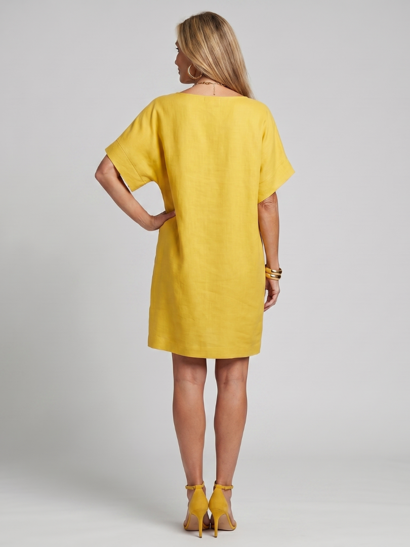 Calliope | Short Sleeve Patch Pockets Knee Length Dress