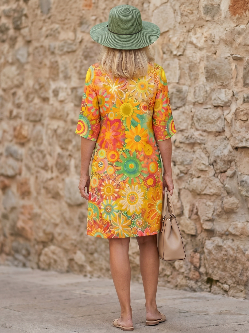 Zephyr | Multicolor Floral Pattern Knee Length Dress