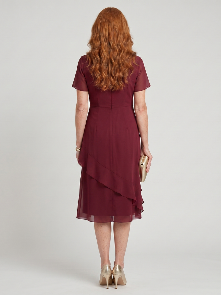 Eira | Short Sleeve Layered Hem Midi Dress