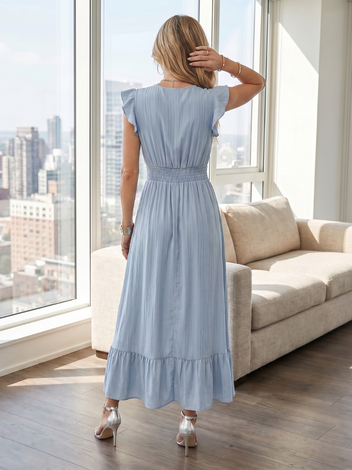 Clove | Ruffle Sleeve Smocked Waist Midi Dress