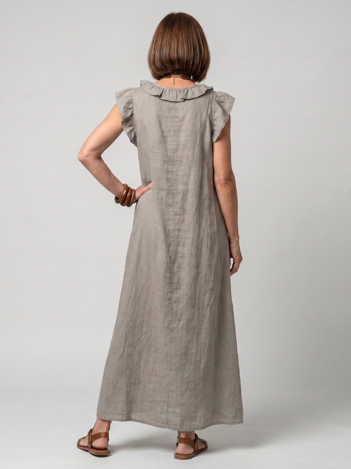 Fern | Sleeveless Ruffle Trim Midi Dress