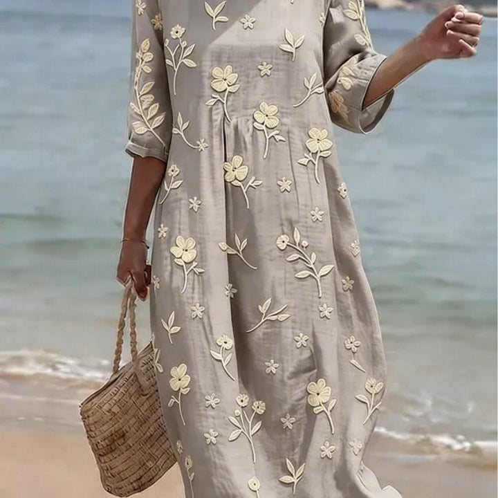 Simone | Embroidered Mid-Sleeve Dress