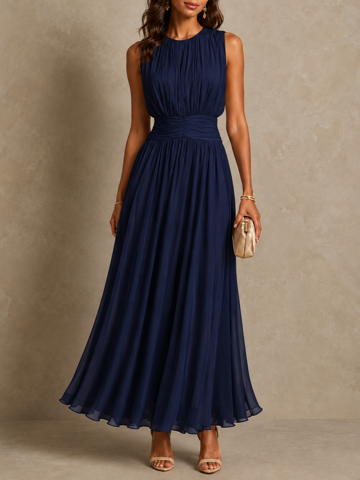 Angela™ Ruched Waist Sleeveless Maxi Dress