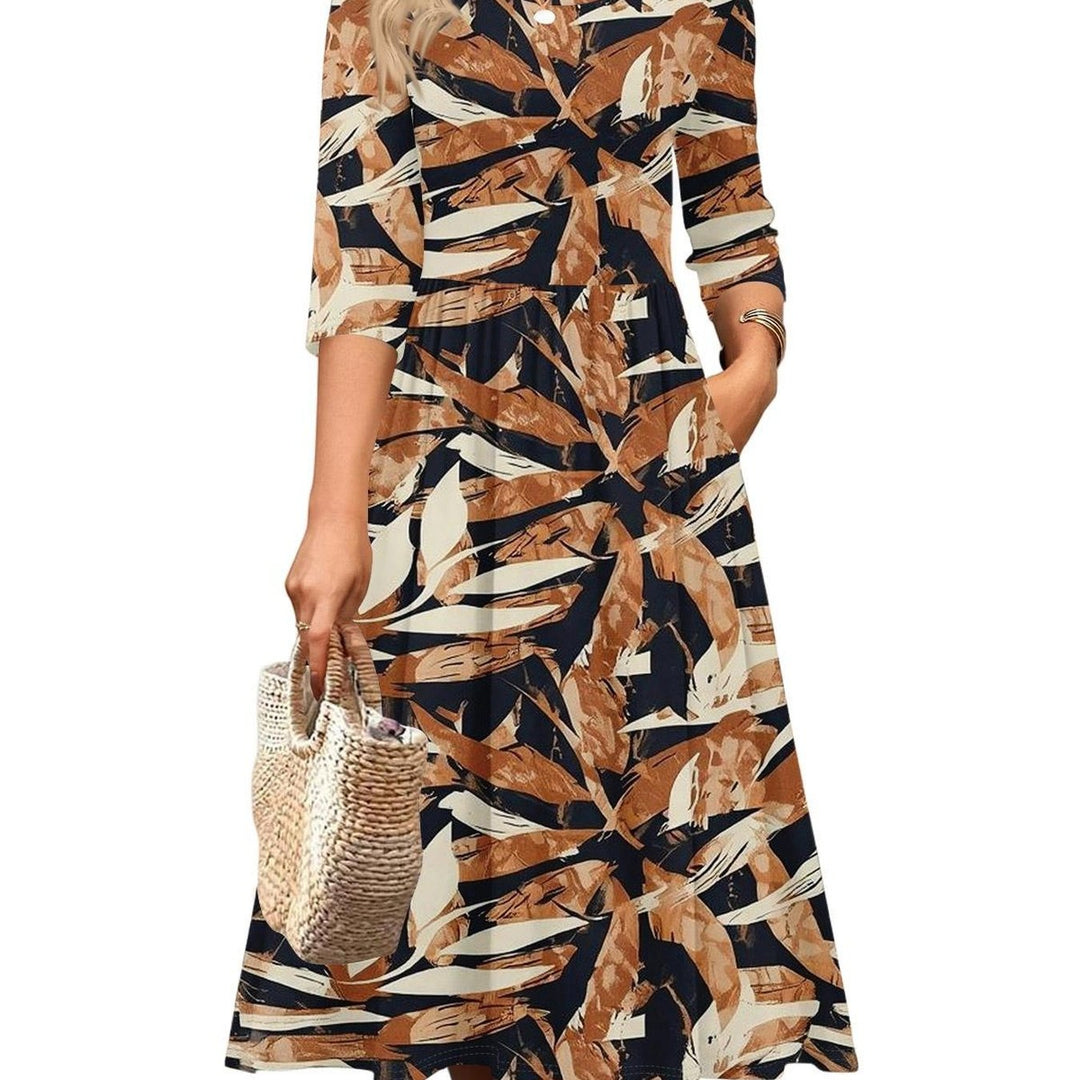 Jesslyn | Flowy A-Line Midi Tshirt Dresses with Pockets