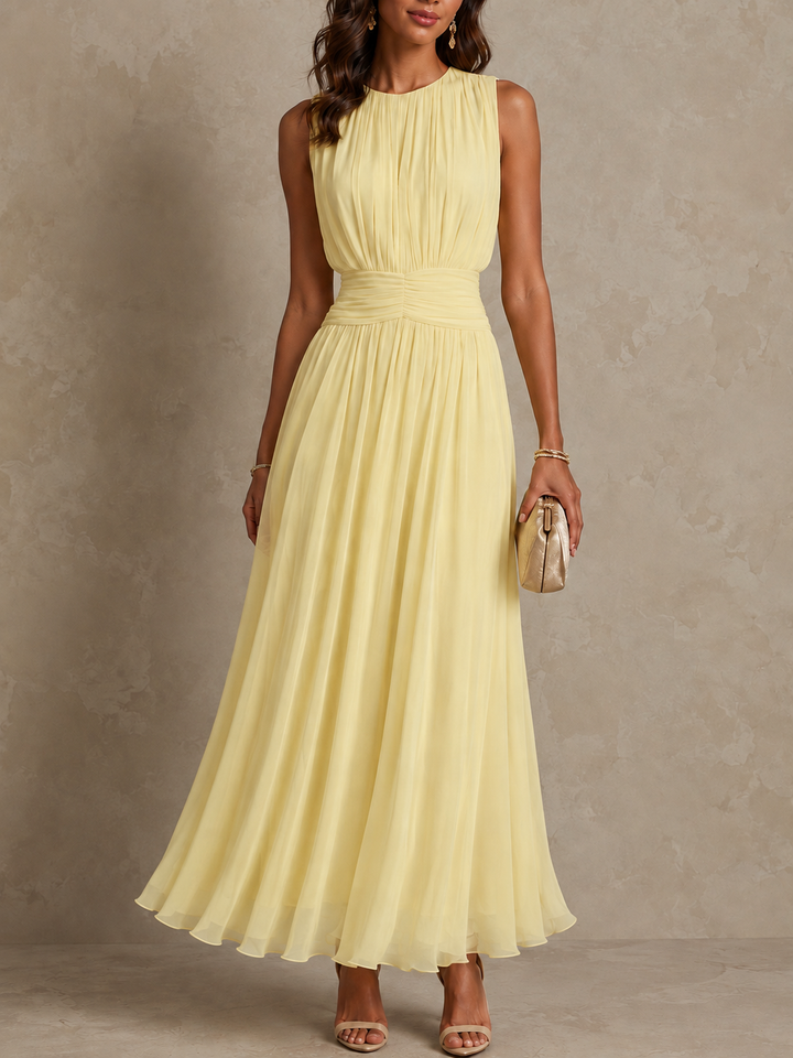 Angela™ Ruched Waist Sleeveless Maxi Dress