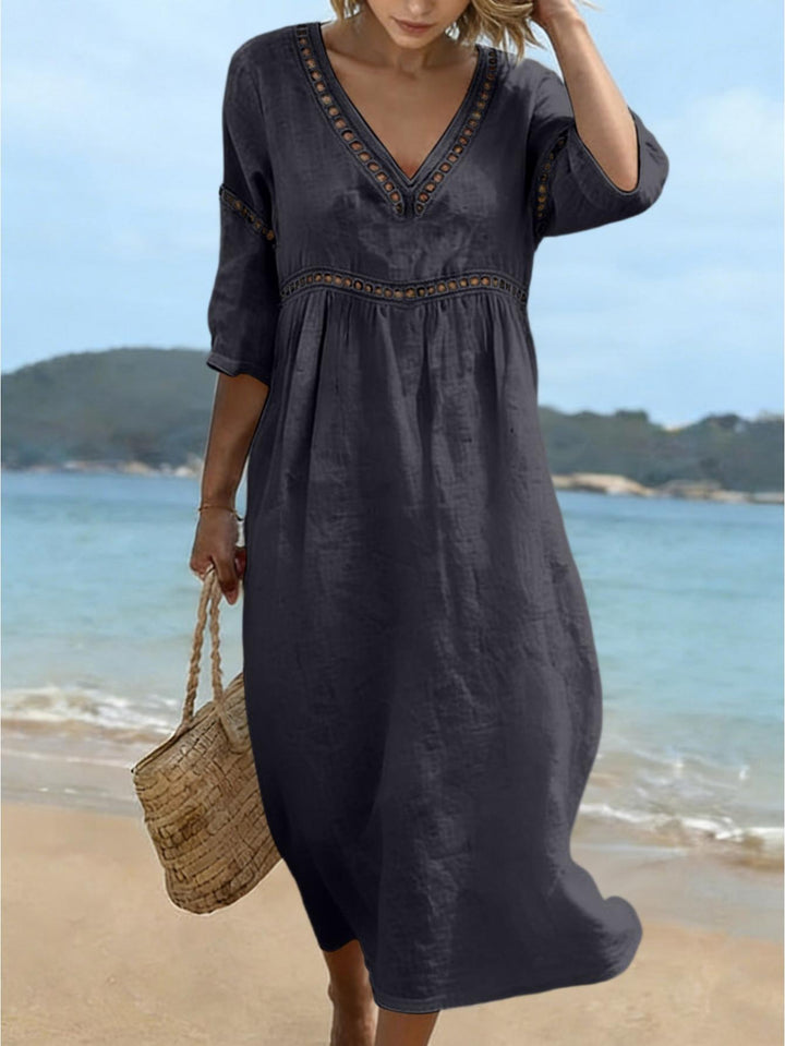 Addison | Semi Linen V-neck dress