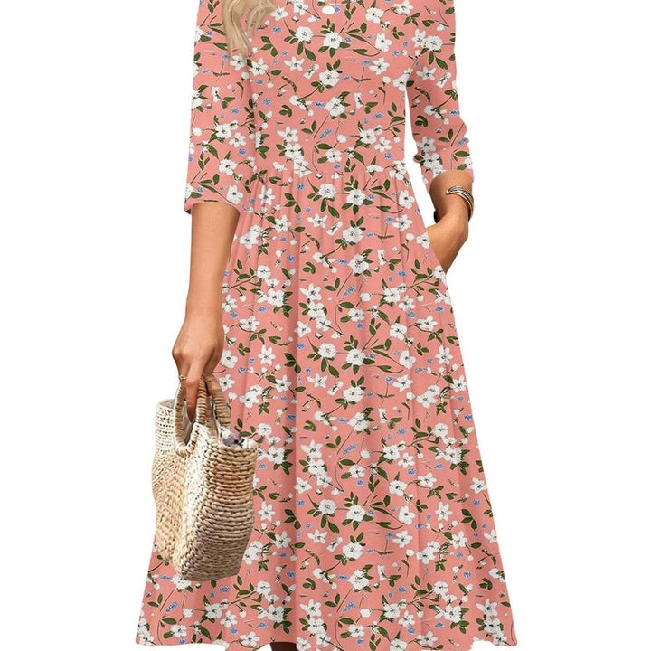 Jesslyn | Flowy A-Line Midi Tshirt Dresses with Pockets