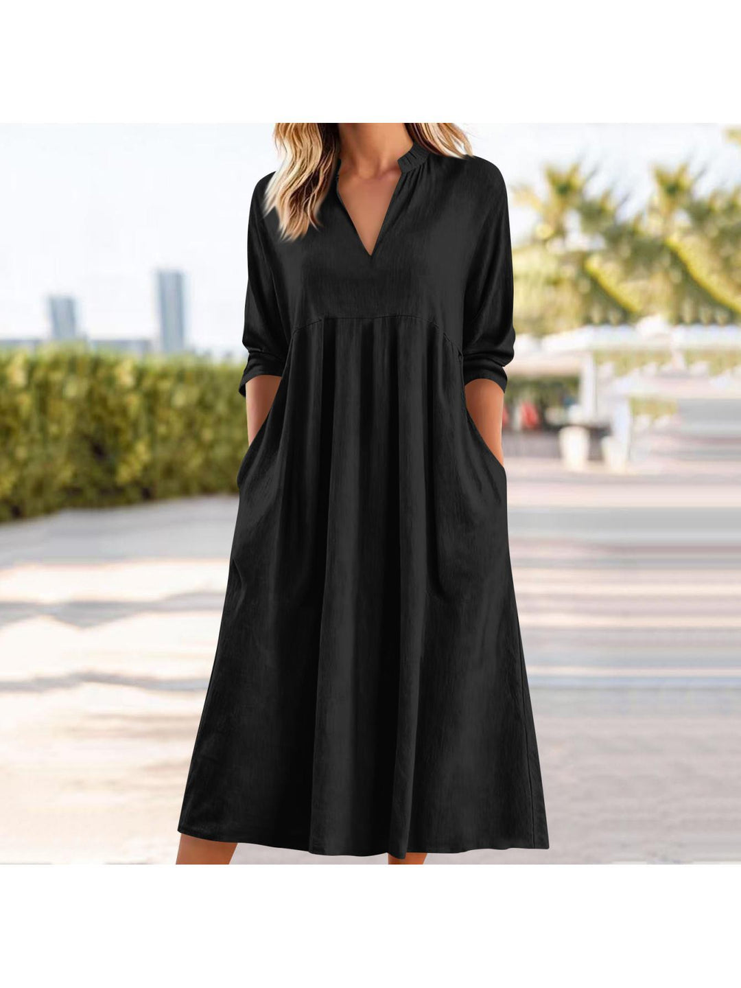 Amber | Elegant Midi Dress with Pockets