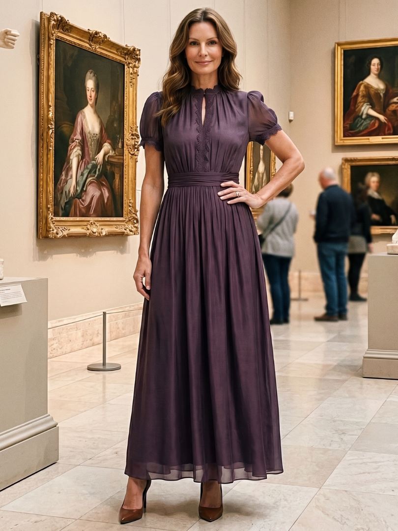 Elia | Gathered Waist Keyhole Maxi Dress