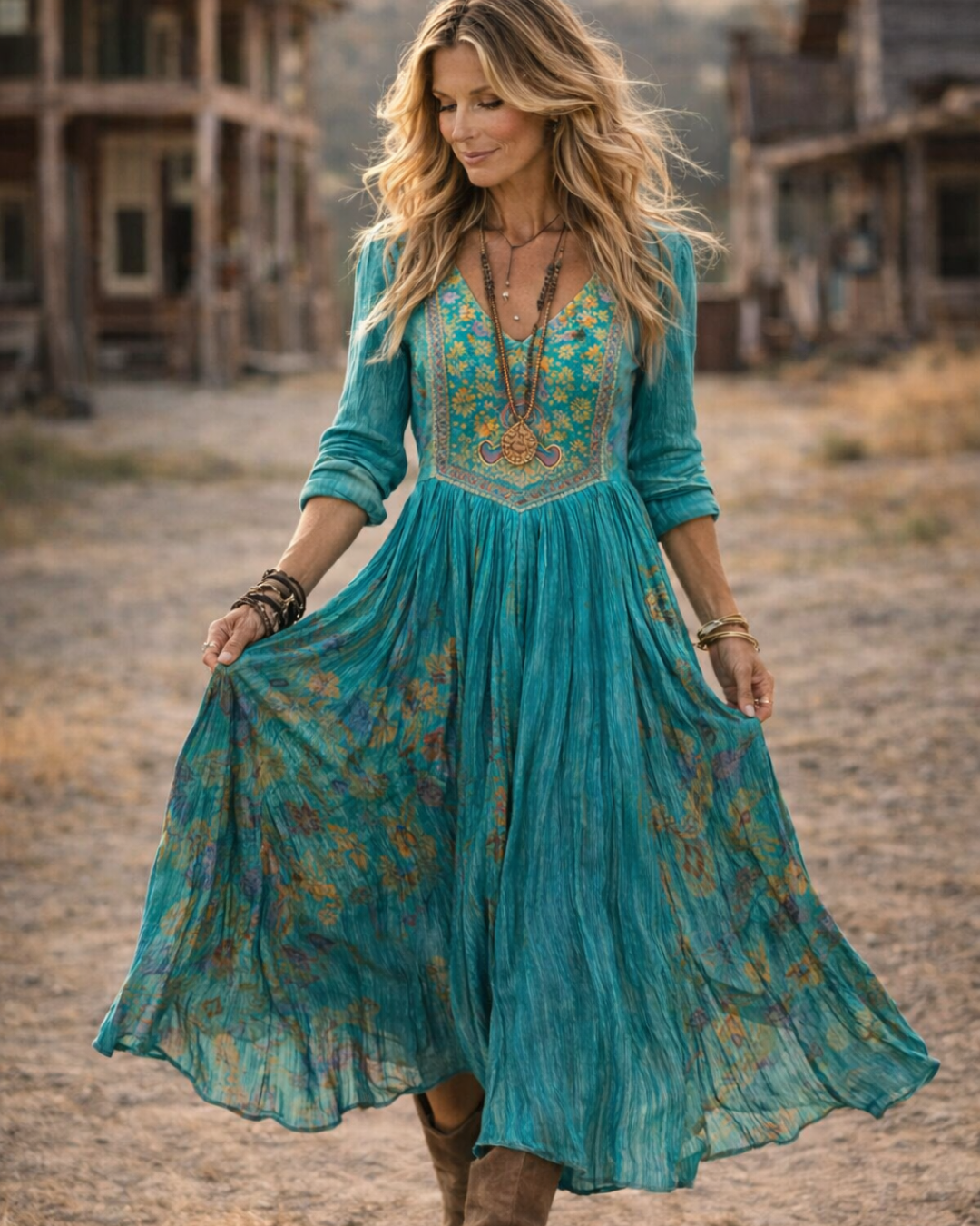 Sienna | Long Sleeve Vintage Floral Print Dress