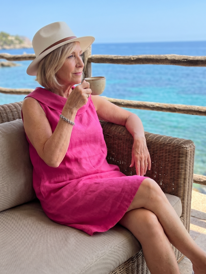 Vienna | Sleeveless Soft Folded Neckline Knee Length Dress