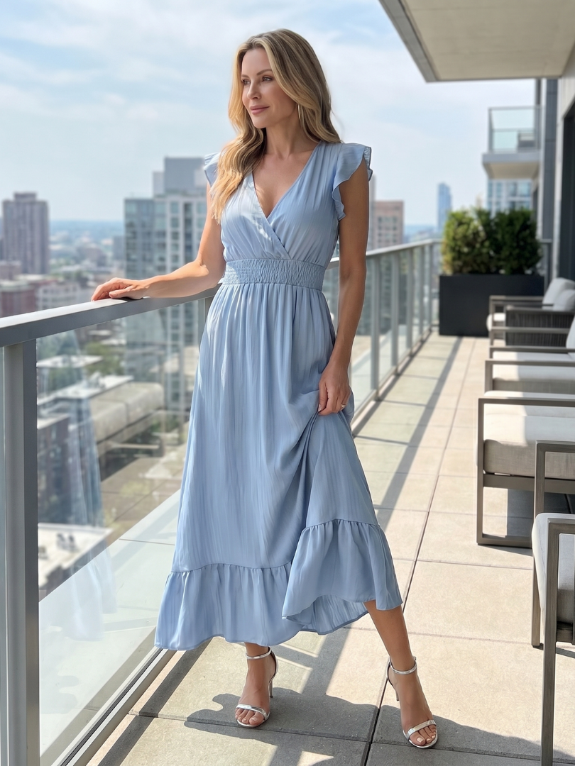 Clove | Ruffle Sleeve Smocked Waist Midi Dress