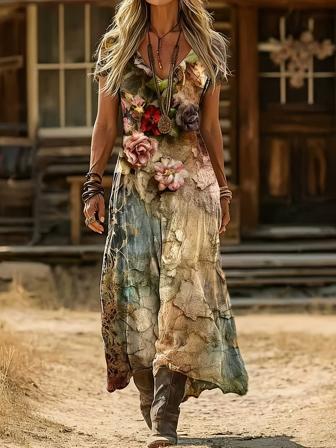 Brianna | Sleeveless Boho Print Dress