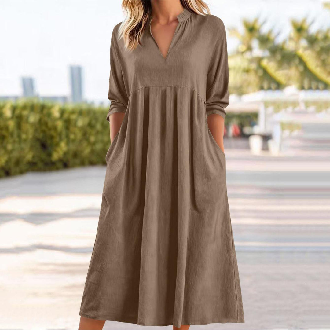 Amber | Elegant Midi Dress with Pockets