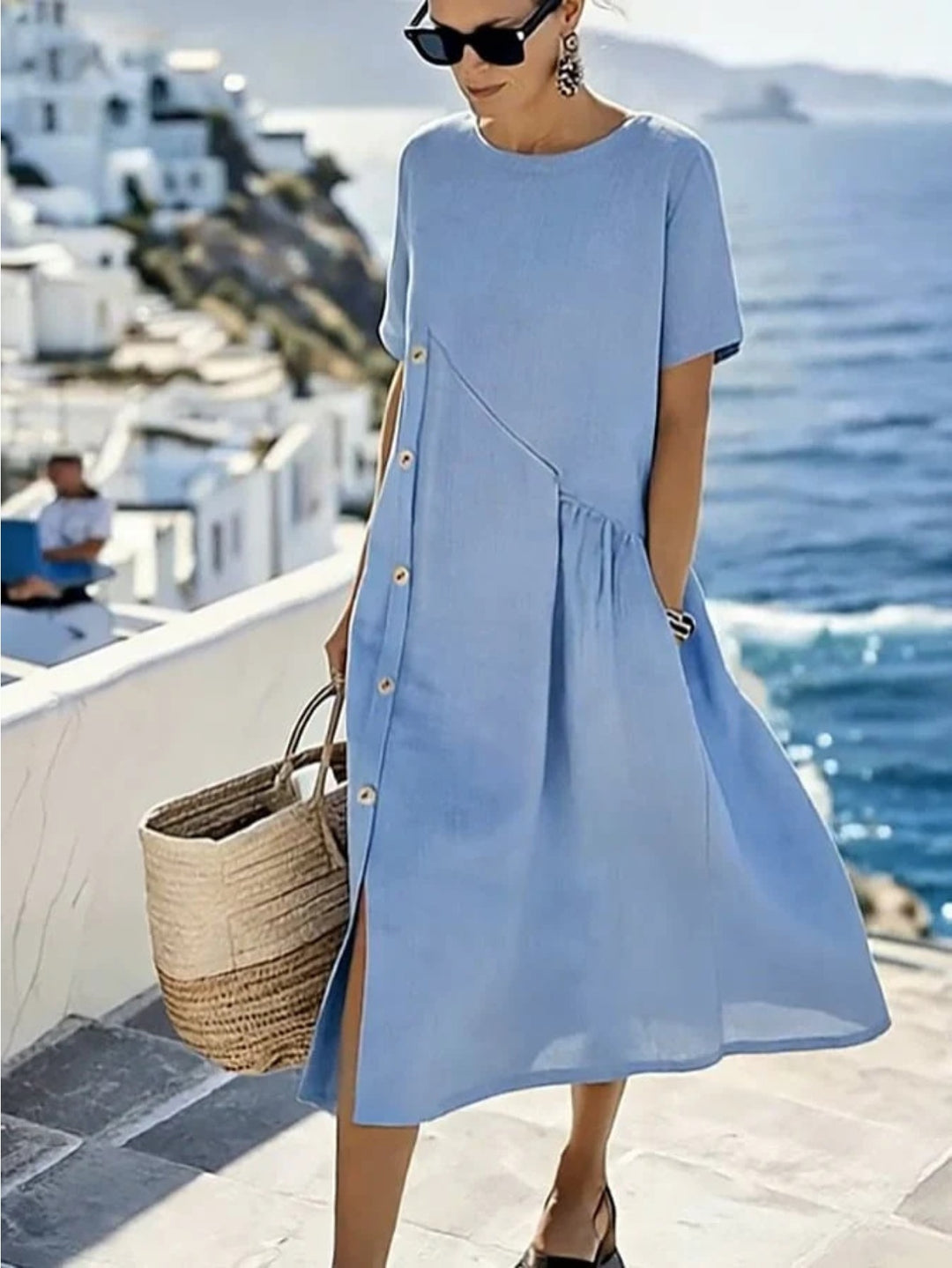 Anita | Smocked Waist Midi Dress with Pockets