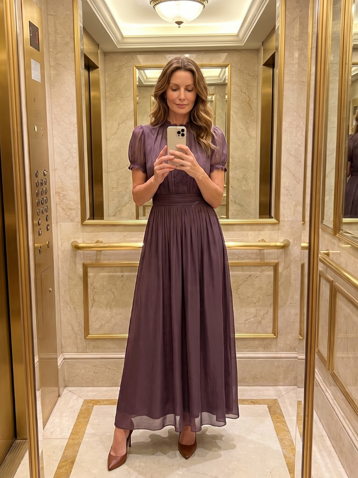 Elia | Gathered Waist Keyhole Maxi Dress