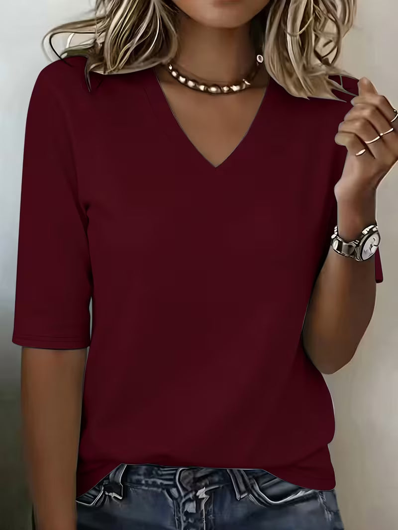 Olivia |  Plus Size Comfort Coverage Tee V-neck