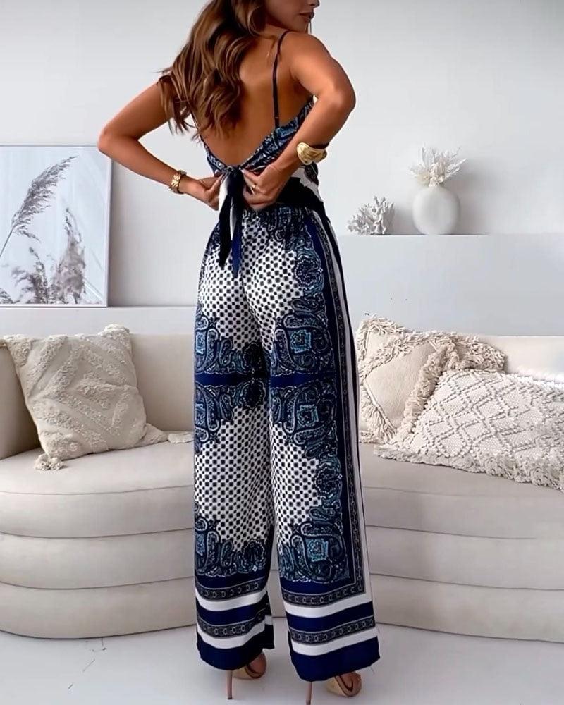Helen | Vacation Ready Stylish Lace-Up Vest & Pants Two-Piece Set Dress