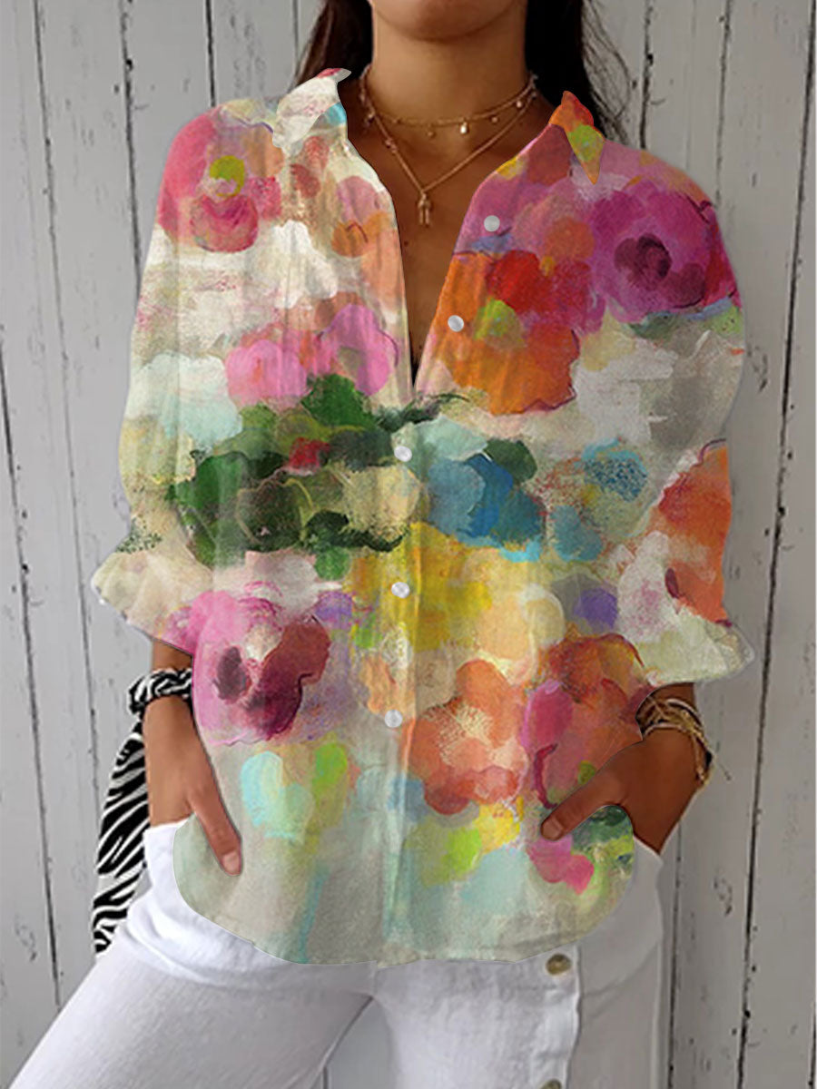 Caroline – Watercolor Floral Blouse