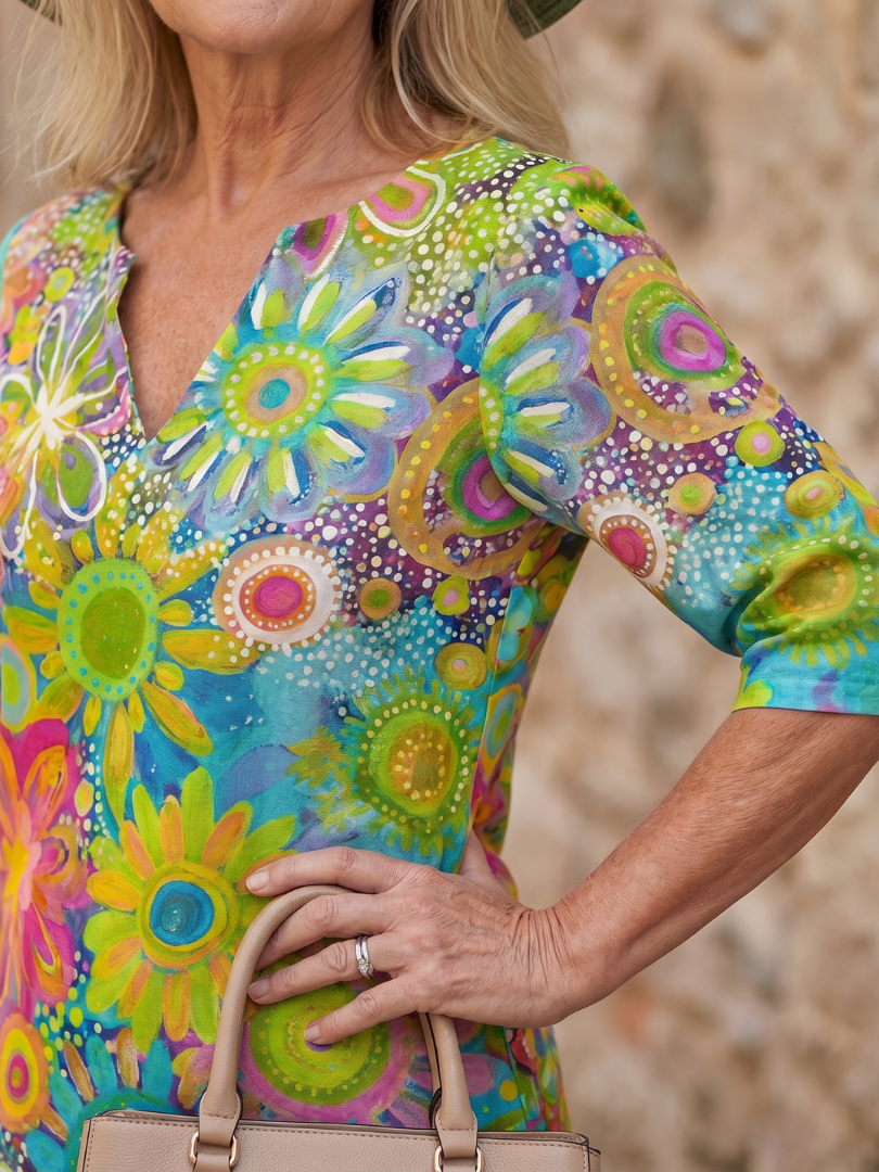 Zephyr | Multicolor Floral Pattern Knee Length Dress