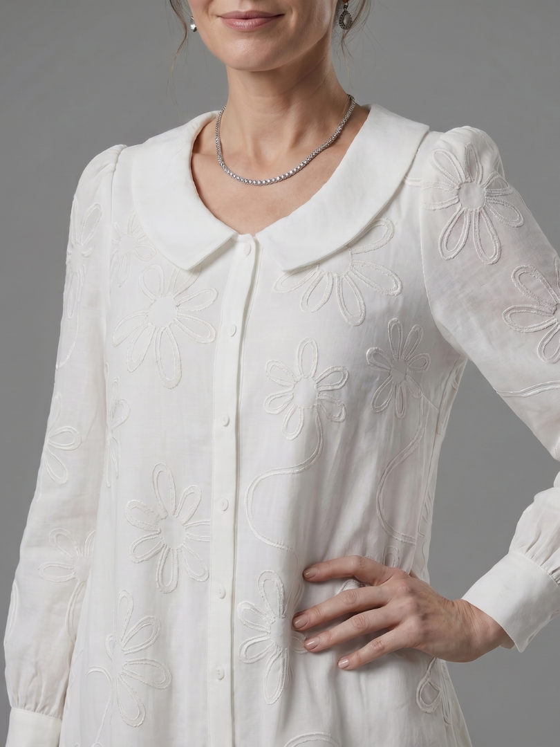 Opal | Button Front Collar Knee Length Dress