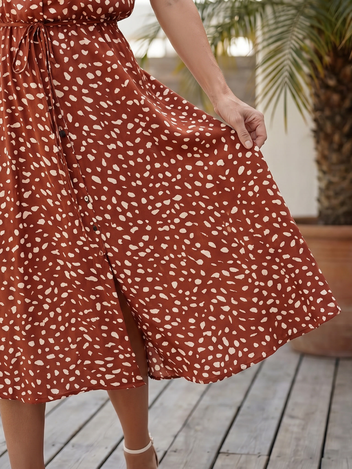 Belladonna | Printed Button Front Belted Midi Dress