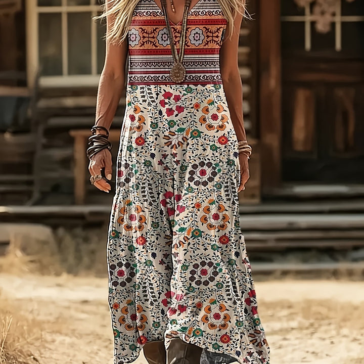 Bria - Sleeveless Boho Print Dress