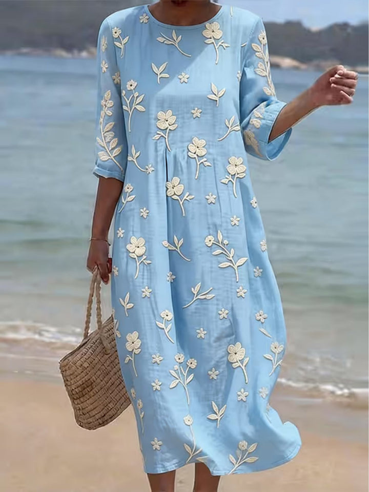 Maxine | Embroidered Mid-Sleeve Dress