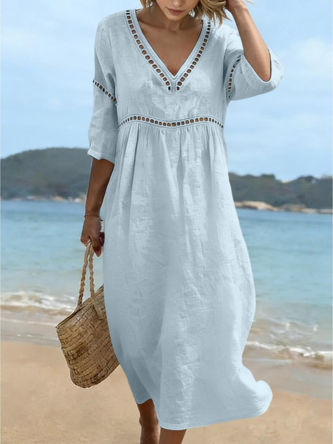 Addison | Semi Linen V-neck dress
