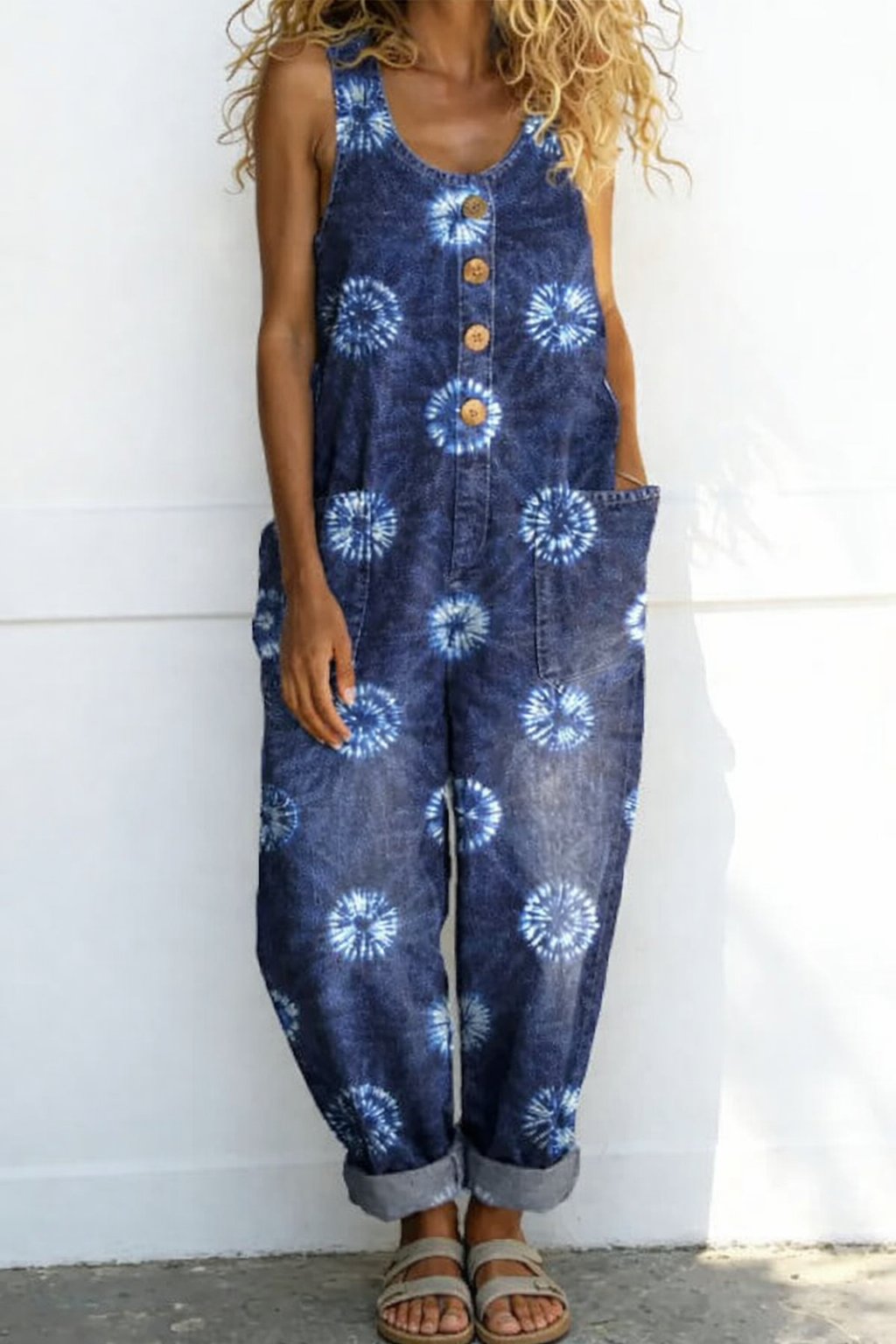 Women's Casual Denim-Look Jumpsuit