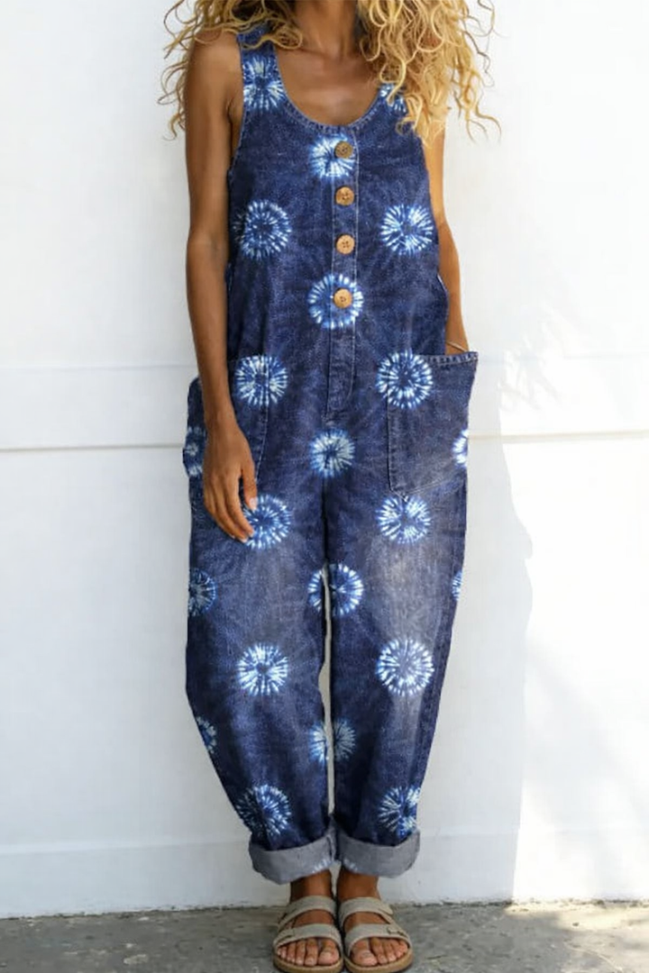 Women's Casual Denim-Look Jumpsuit