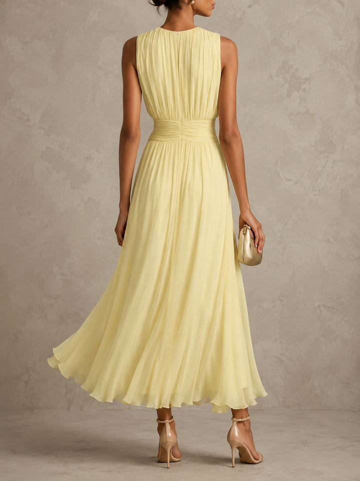 Angela™ Ruched Waist Sleeveless Maxi Dress