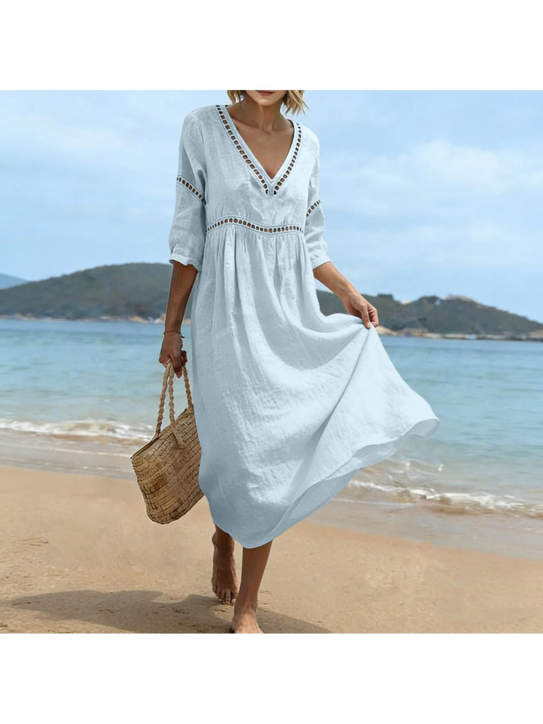 Addison | Semi Linen V-neck dress
