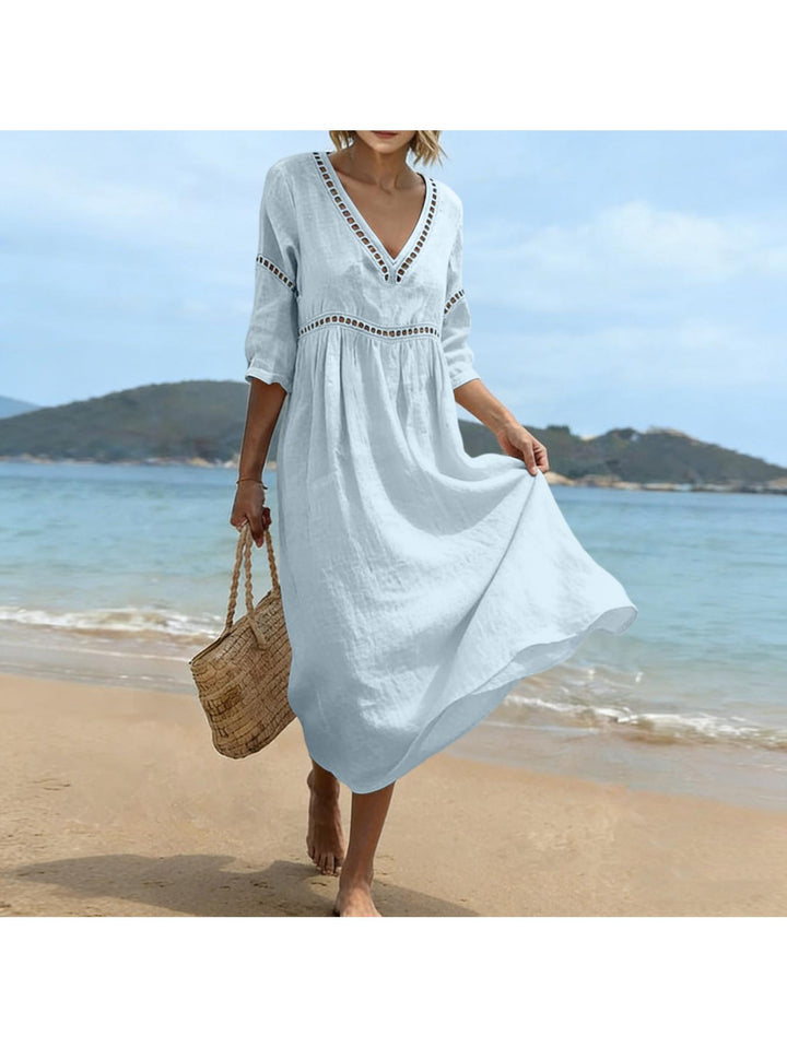 Addison | Semi Linen V-neck dress