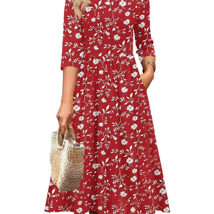 Jesslyn | Flowy A-Line Midi Tshirt Dresses with Pockets
