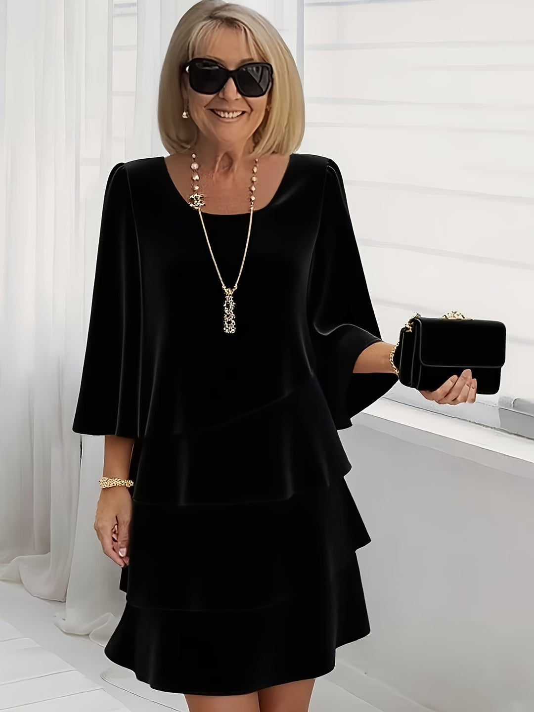 Catherine | Elegant Comfort Ruffle Dress in 7 colors