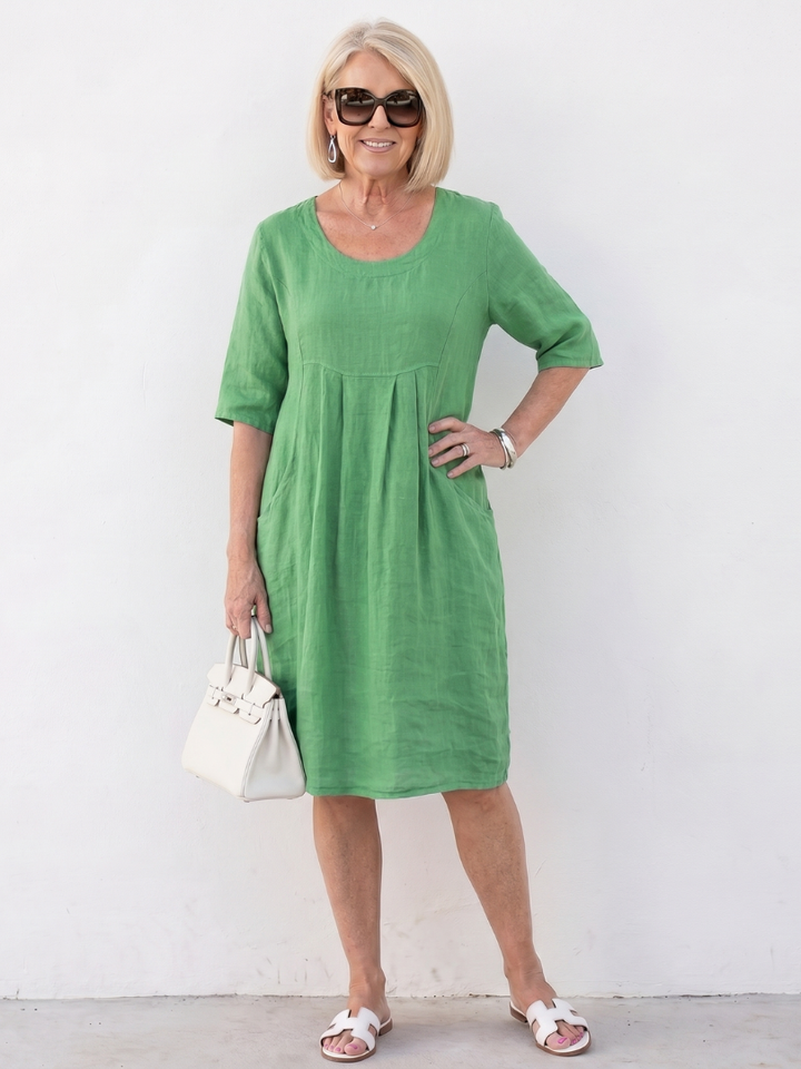 Eska | Gathered Front Half Sleeve Knee Length Dress