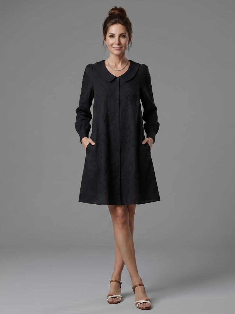 Opal | Button Front Collar Knee Length Dress