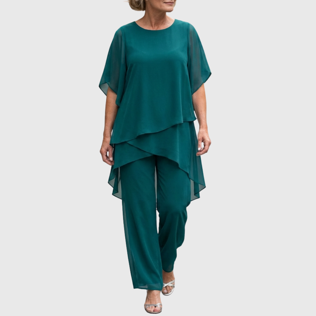Susan | Suit with draped palazzo pants