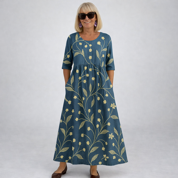 Brittany | Midi Floral Dress with Pockets
