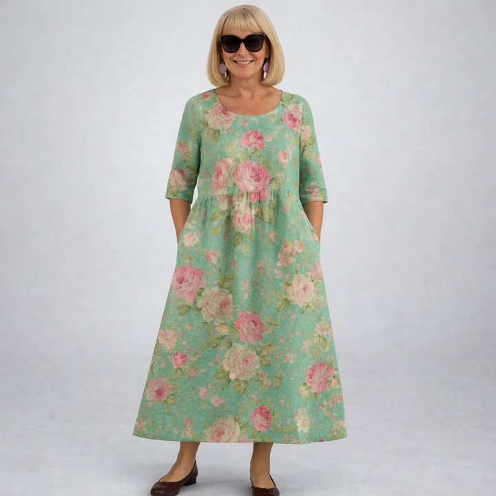 Brittany | Midi Floral Dress with Pockets