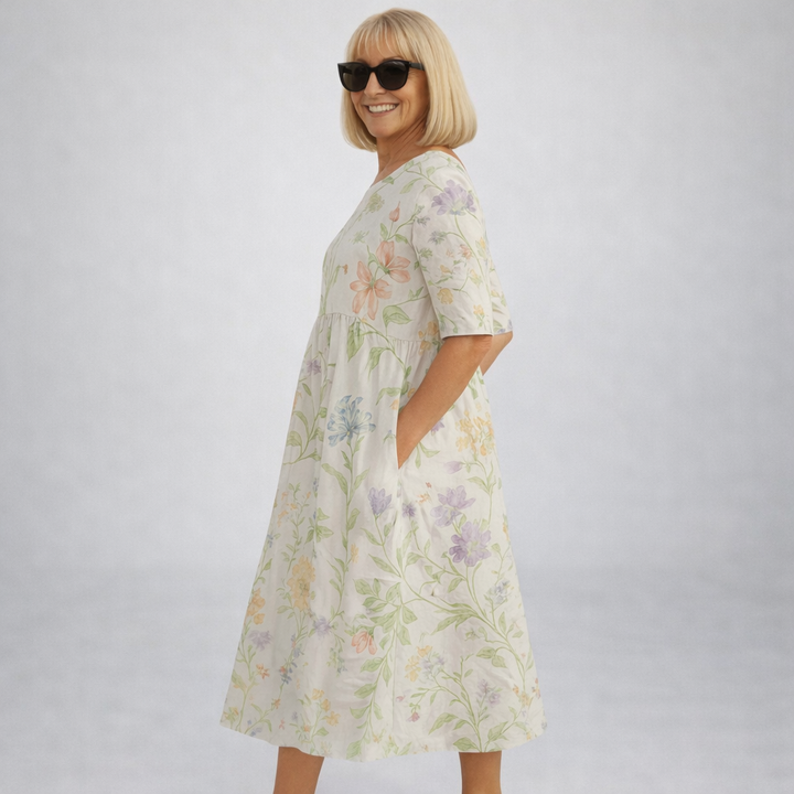 Brittany | Midi Floral Dress with Pockets