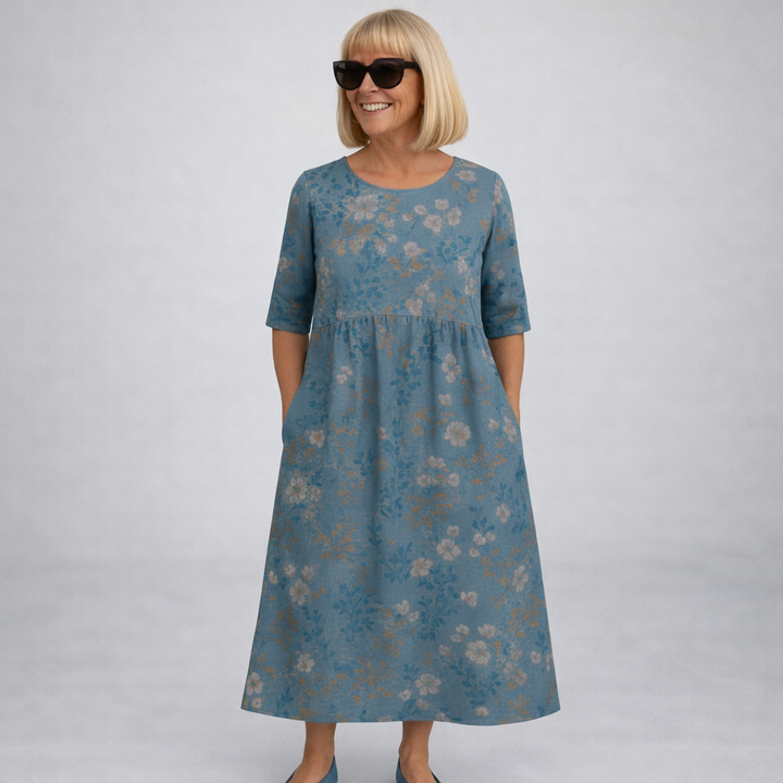 Brittany | Midi Floral Dress with Pockets