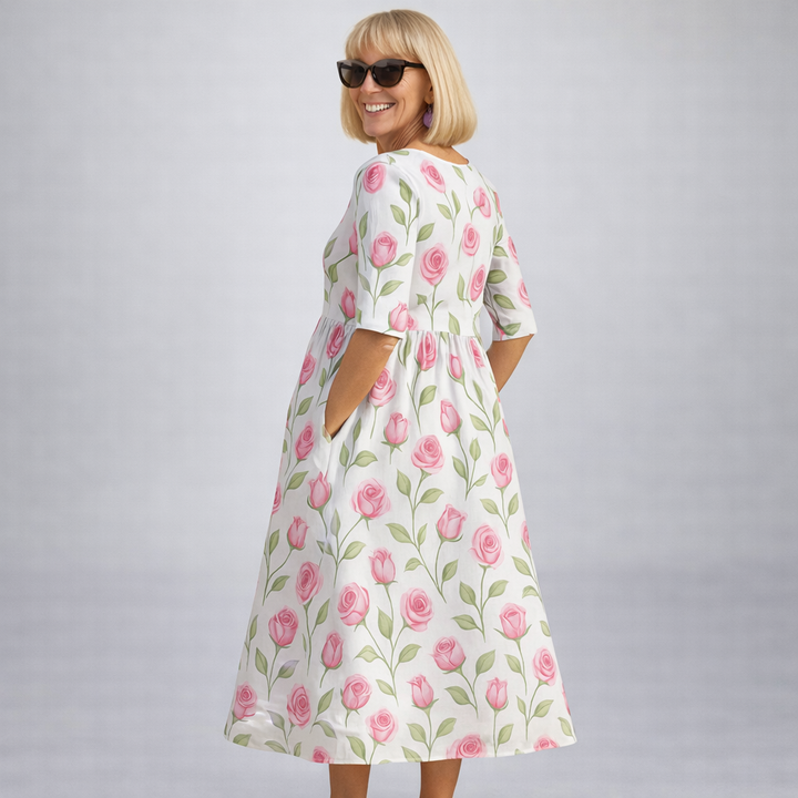 Brittany | Midi Floral Dress with Pockets