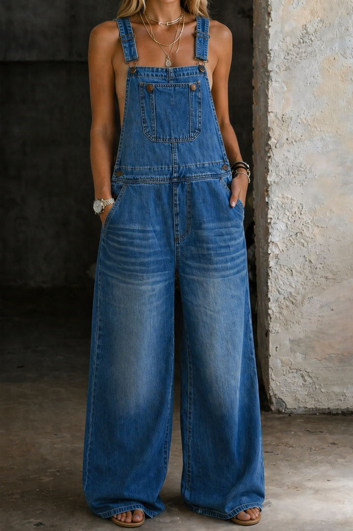 Harper | Elastic Waist Denim Jumpsuit