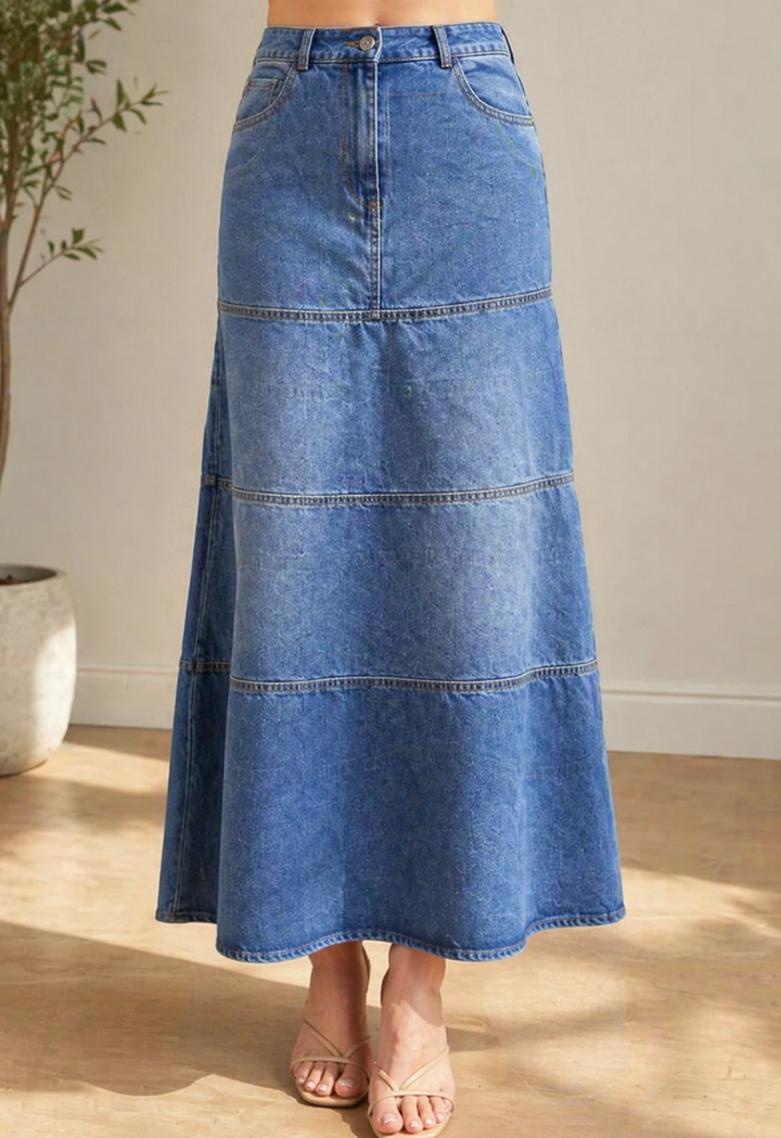 Mary | Mid-Length Denim Skirt